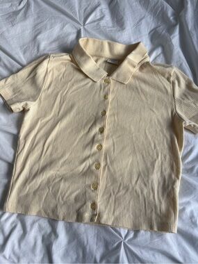 Sunday Best Ribbed Short-Sleeve Polo in Pale Yellow